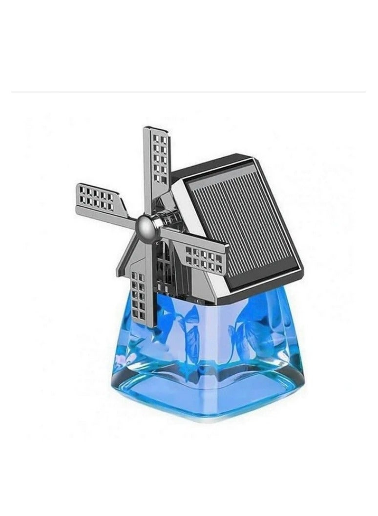 general Solar-Powered Car Air Fresheners Windmill Design Car Perfume with Solar Auto Rotating Aromatherapy Diffuser Blue Ocean - Image 1