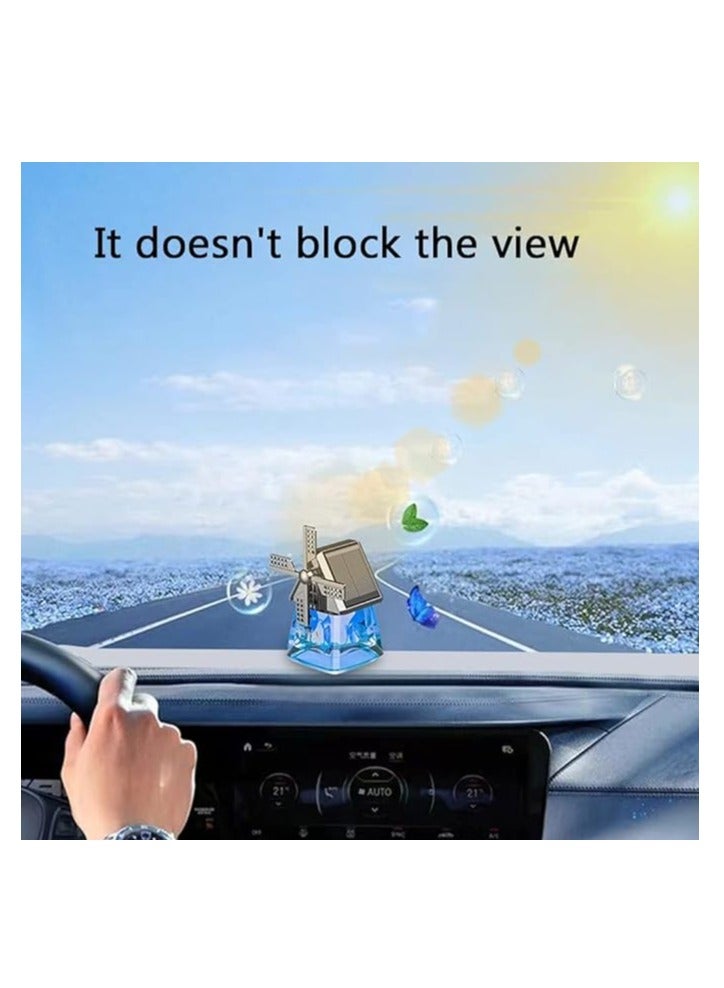 general Solar-Powered Car Air Fresheners Windmill Design Car Perfume with Solar Auto Rotating Aromatherapy Diffuser Blue Ocean - Image 3