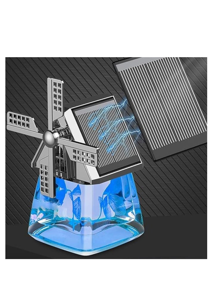 general Solar-Powered Car Air Fresheners Windmill Design Car Perfume with Solar Auto Rotating Aromatherapy Diffuser Blue Ocean - Image 4