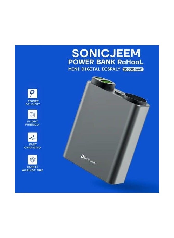 SONIC JEEM Mini Digital Display Power Bank by SonicJeem – 20000mAh High Capacity with Fire-Safe, Flight-Ready Design - Image 3