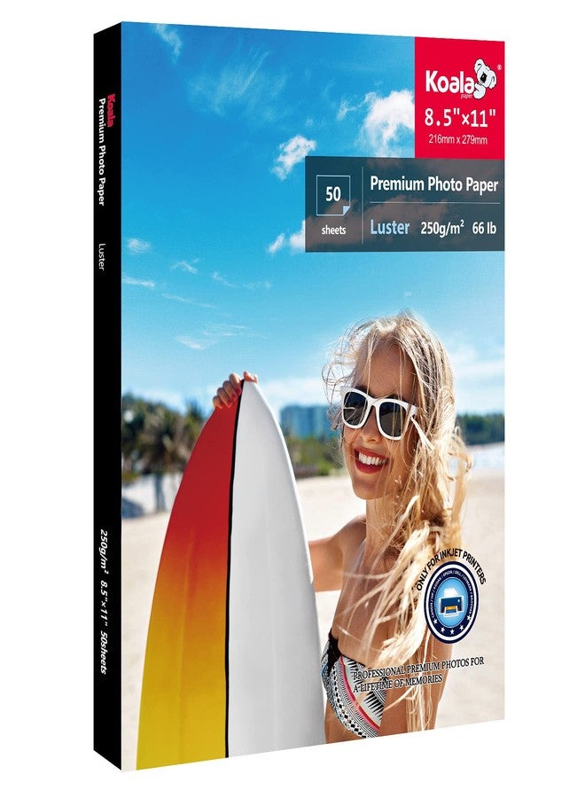 KOALA PAPER Koala Premium Photo Paper 8.5 x 11 In Luster Photo Printer Paper for Inkjet Printer Water-Resistant Soft Gloss 66lb 50 Sheets - Image 1