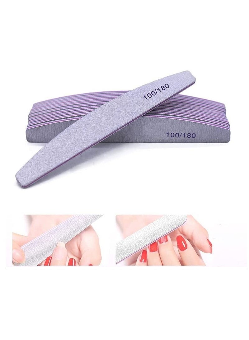 NIBEMINENT 10 PCS Professional Nail Files Double Sided Emery Board(100/180 Grit) Styling Tool Grooming Natural Artificial Nails for Home and Salon Use - Image 1