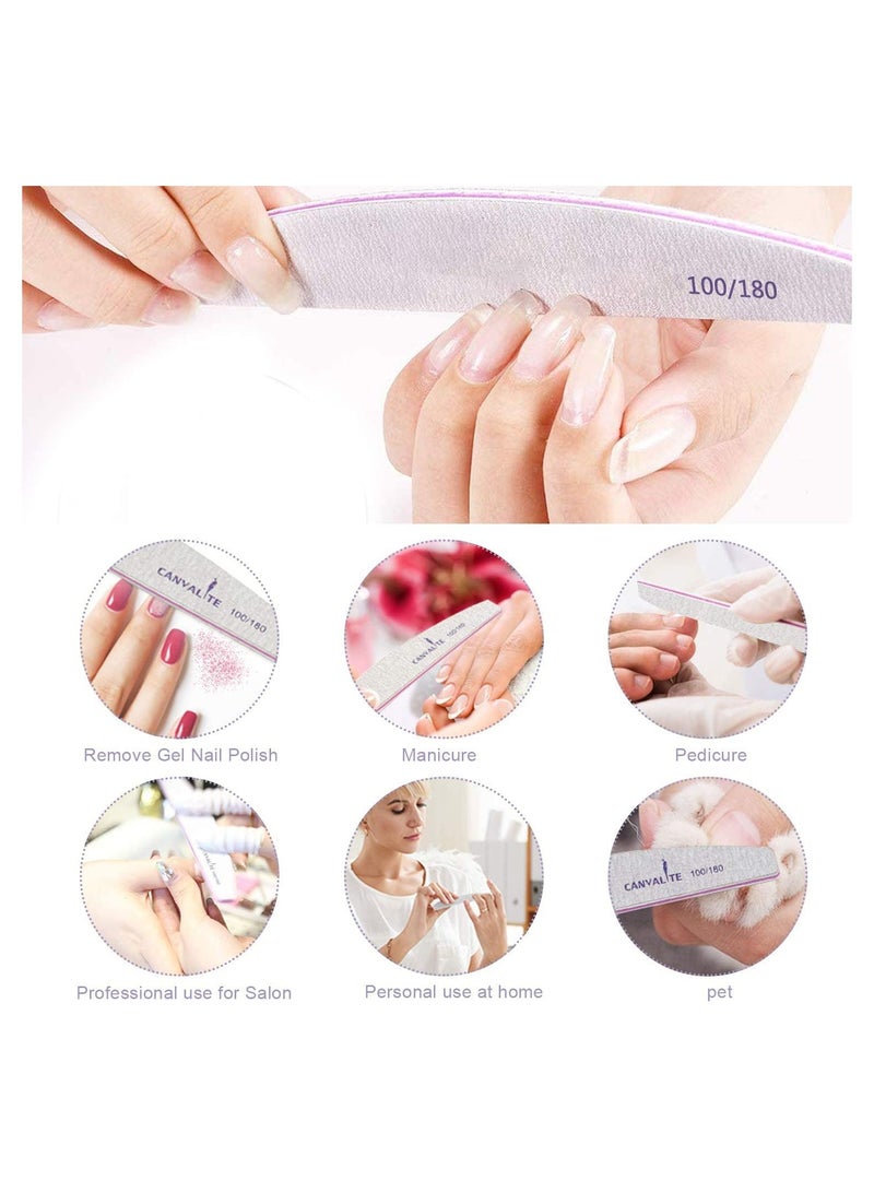 NIBEMINENT 10 PCS Professional Nail Files Double Sided Emery Board(100/180 Grit) Styling Tool Grooming Natural Artificial Nails for Home and Salon Use - Image 2