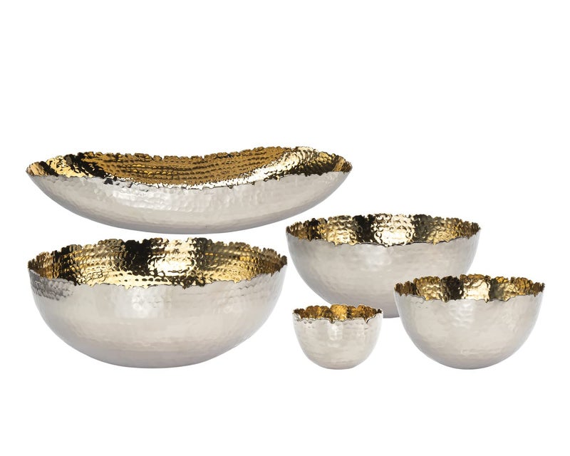 Godinger وعاء تقديم جودينجر  وعاء فواكه  وعاء حساء  وعاء حلوى  نيكل وذهب  6.5 بوصة - Image 2