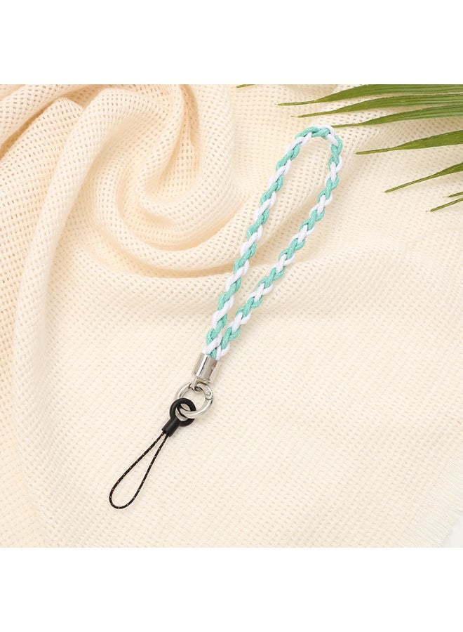NIBEMINENT Phone Charm/ Chain Strap for Women Girls, Bicolor Braided Rope Cell Phone Case Lanyard Wrist Strap，K2560/Lake Green - Image 1