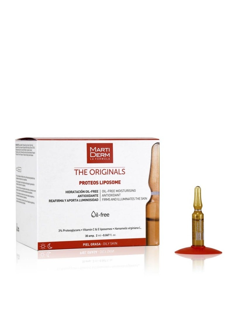 مارتيديرم بروتيوس ليبوسوم مرطب مضاد للأكسدة خالي من الزيوت يشد البشرة وينيرها 30 أمبولة 2 مل
