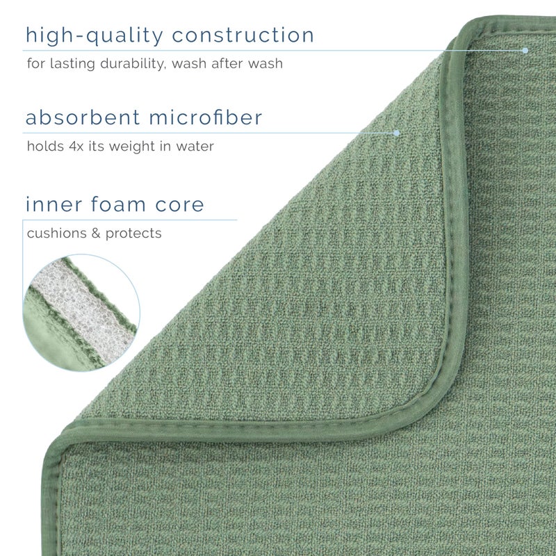S&T INC. Dish Drying Mat, 16â€ x 18â€, Absorbent Microfiber Kitchen Counter Mat, Dish Drying Pad for Dishes, Utensils, Pots and Pans, Large, Sage Green - Image 3