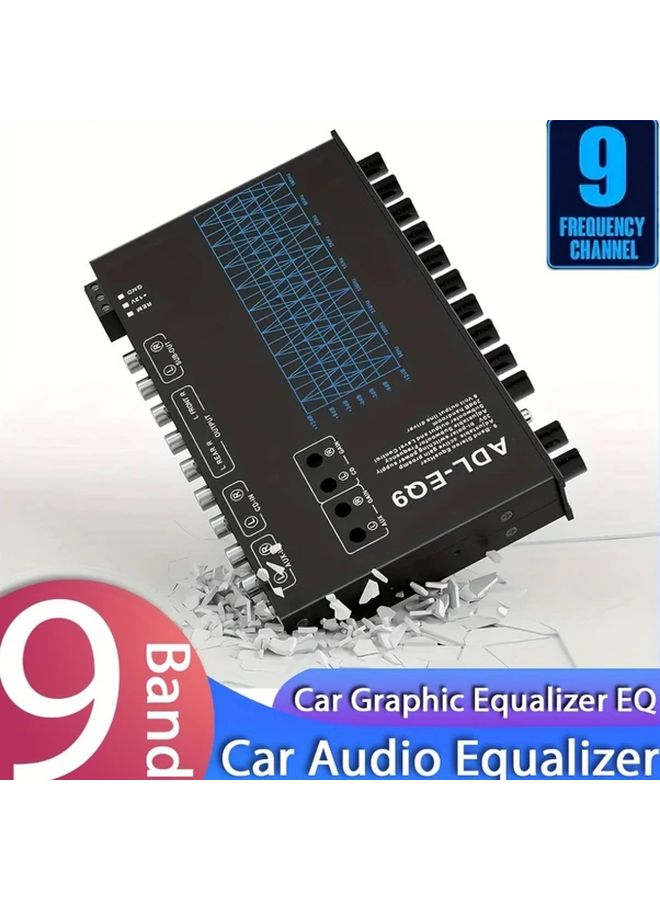 مُحسّن معادل صوتي للسيارة 9 نطاق، يعمل بالطاقة عبر منفذ USB، 12 فولت، مناسب عالميًا، متعدد المدخلات والمخرجات - Image 2