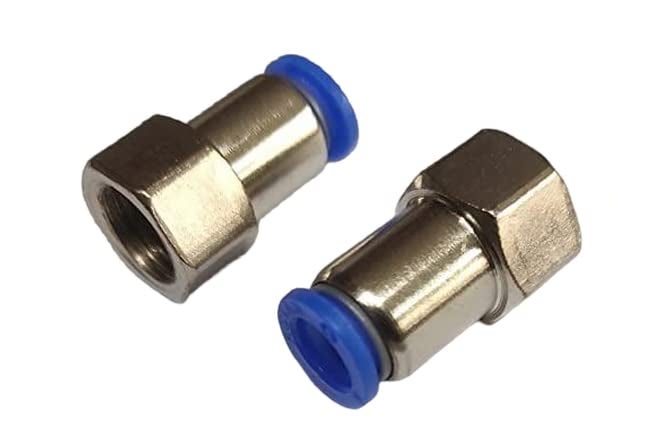 DLEIN OD 1/4"X 8 Pneumatic Push Type Female Thread 8mm Hose Barb Tube Fitting Connector Adapter Connector Push Fittings Pneumatic Push G1/4BSP OD NPT Female union connector Size OD 1/4"X 8 MM 2pc) - Image 3