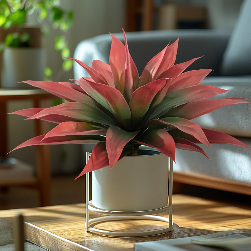 Ttranewsoo Artificial Agave Plants,Large UV Resistant Fake Agave Planters for Indoor and Outdoor Decorating Artificial Plants for Outdoors Fake Plants 2Pack, 28" Red - Image 3