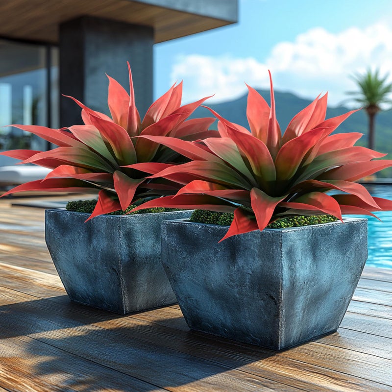 Ttranewsoo Artificial Agave Plants,Large UV Resistant Fake Agave Planters for Indoor and Outdoor Decorating Artificial Plants for Outdoors Fake Plants 2Pack, 28" Red - Image 5