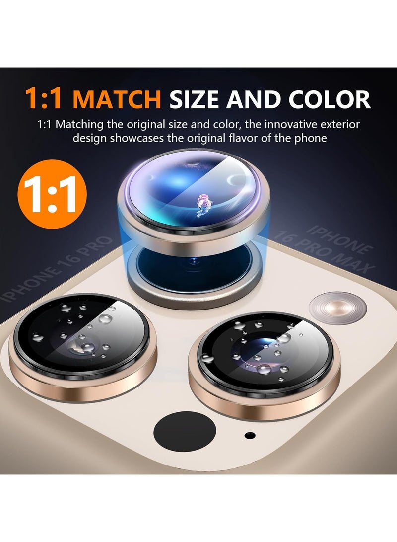 تي دبليو إي جي جي أو أن واقي كاميرا iPhone 16 Pro، 3 قطع من الزجاج المقوى بحلقة معدنية لحماية عدسة الكاميرا لهاتف Apple iPhone 16 Pro، تيتانيوم صحراوي - Image 3