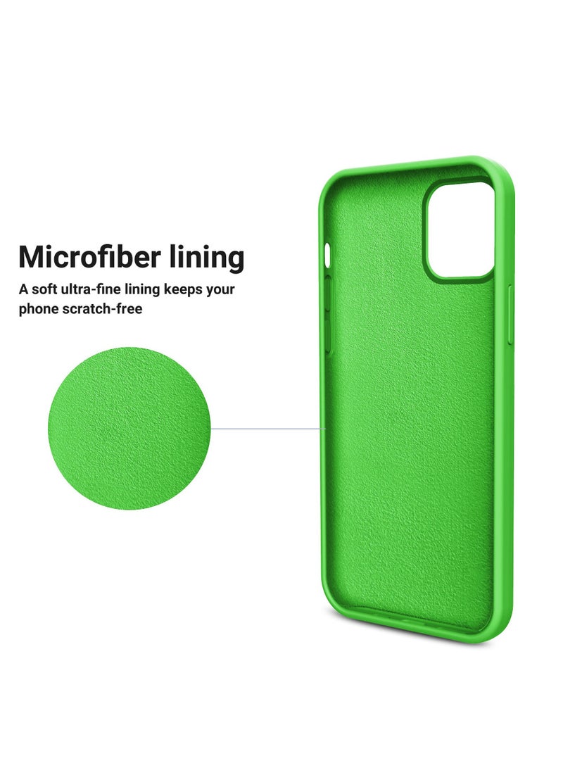 Compatible with iPhone 13 Pro Max 6.7 Inch Slim Liquid Silicone 4 Layers Soft Gel Rubber Shockproof Protective Phone Case with Anti Scratch Microfiber Lining (Neon Green) - Image 5