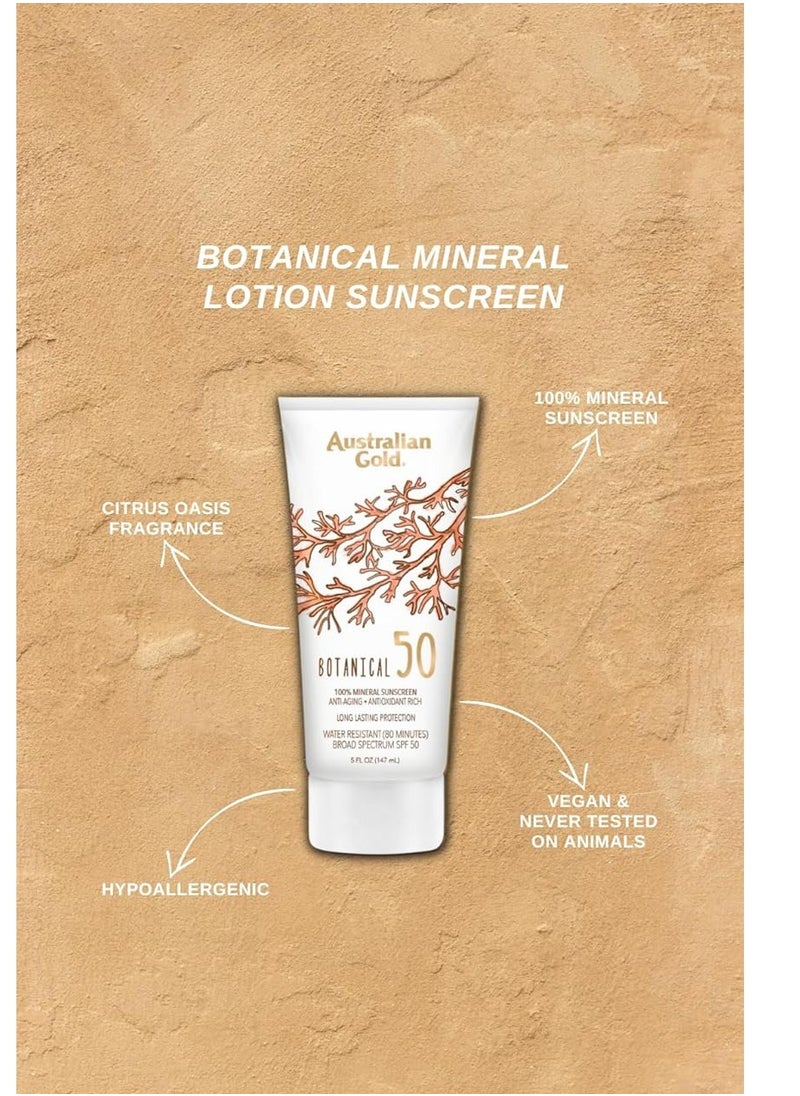 Australian Gold Australian Gold Botanical SPF 50 Mineral Sunscreen Lotion, 5 Ounce, Non-Chemical Sunblock with Titanium Dioxide & Zinc Oxide, Native-Australian Ingredients, Water-Resistant, Citrus Oasis Scent  - Image 2