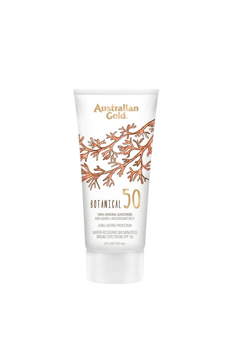 Australian Gold Australian Gold Botanical SPF 50 Mineral Sunscreen Lotion, 5 Ounce, Non-Chemical Sunblock with Titanium Dioxide & Zinc Oxide, Native-Australian Ingredients, Water-Resistant, Citrus Oasis Scent  - Image 1