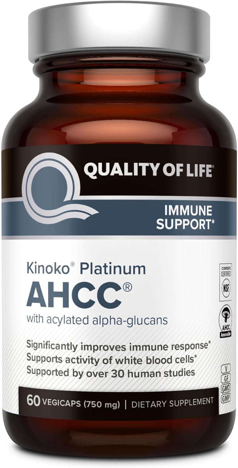 Quality of Life مكمل كينوكو بلاتينوم AHCC لدعم المناعة للبالغين - Image 1