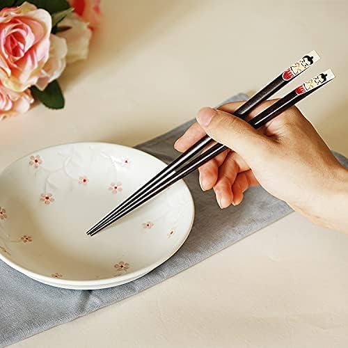 Iktu 5 Pairs Reusable Chopsticks Set - Natural Bamboo Japanese Chopsticks, Lightweight Easy to Use Chop Sticks with Case for Sushi, Noodles and Other Asian Food (Nails Design) - Image 4