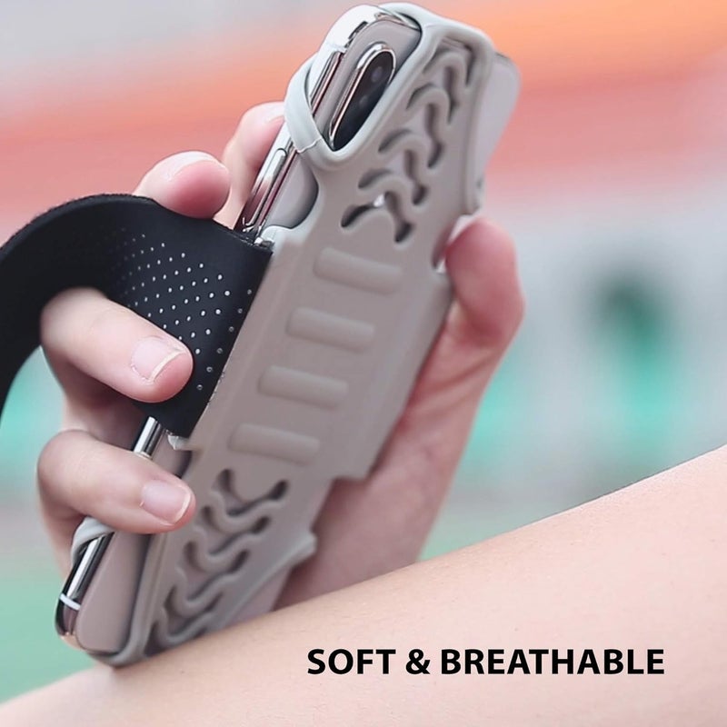 BONE COLLECTION Bone Run Tie, Running Cell Phone Holder, Skin-Friendly & Washable Silicone Sport Armband, Universal Workout Phone Carrier Compatible with Most Smartphone (Gray - Size L/Arm Size 9.8-15.7") - Image 3