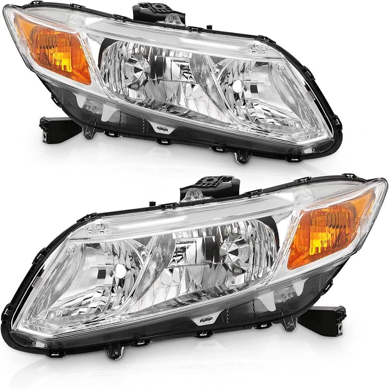 AS Headlight Assembly Compatible with 2012 2013 2014 2015 Honda Civic 4Dr Sedan 2012 2013 Honda Civic 2Dr Coupe Chrome Housing Passenger and Driver Side OEM 33150TR0A0133100TR0A01