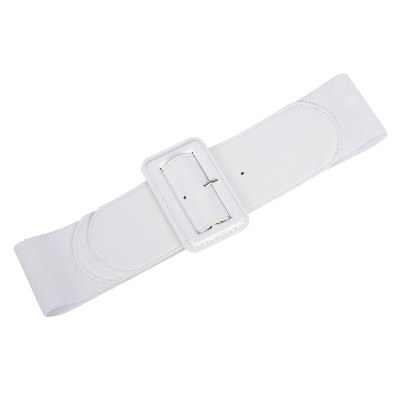 GRACE KARIN GRACE KARIN Ladies High Stretchy Waist Wide Patent Fashion Plain Leather Belt White M - Image 4
