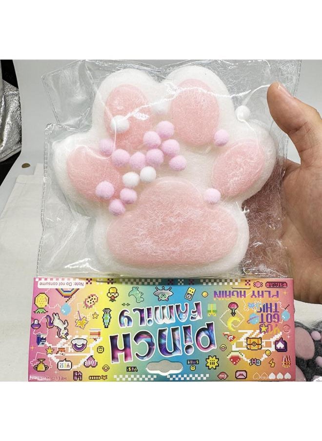 Generic Titata Taba Giant Paw Squishy for Kids Adults, Big Furry Cat Paw Squishy Toys for Stress Relief, Super Soft Squeeze Fidget Toys (White&Pink) 