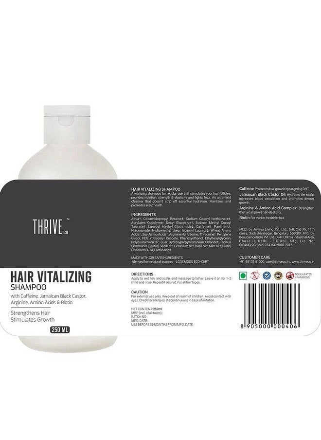 THRIVECO - Hair Vitalizing Shampoo For Men & Women 250Ml ; Paraben & Sulfate Free Shampoo ; Daily Use Mild Shampoo For Strong Hair Healthy Growth - Image 1