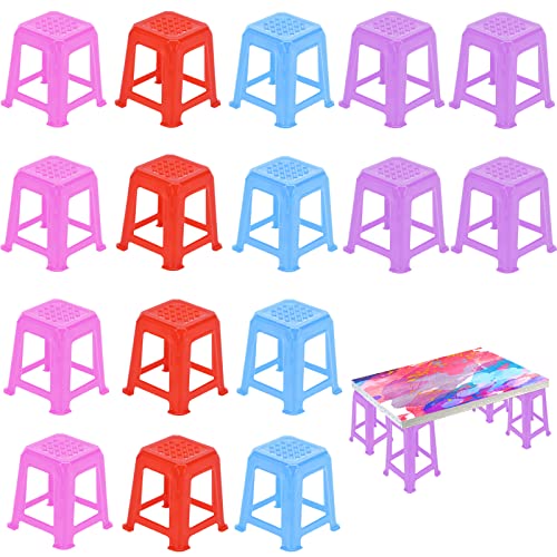 Yulejo 16 Pieces Paint Stand Canvas Stands for Painting - Canvas Feet Risers, Mini Non-Skip Fluid Painting Supplies, Solid Color Plastic Paint Pouring Tools (Multi-Colors) - Image 1