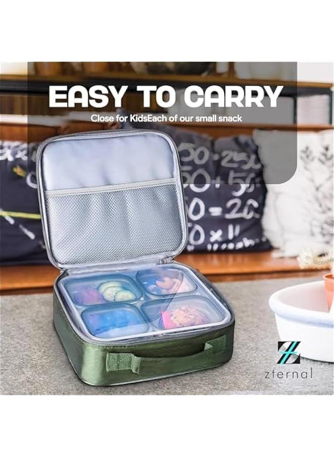 HOOKOR Stainless Steel Lunch Box for Adults Kids with Insulated Bag, Set of 3 Large Leakproof Meal Prep Food Containers for Men or Women, Lunch-boxes for Work or School (Dark Green)  - Image 5