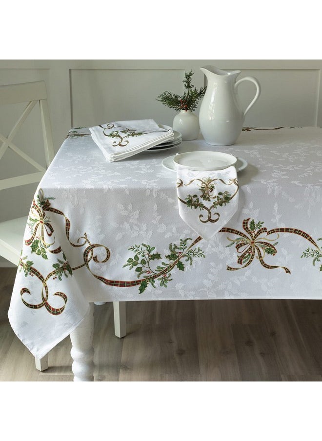 Benson Mills Benson Mills Merry Ribbons Engineered Printed Jacquard Fabric Christmas Table Cloth, for Christmas, Winter, and Holiday Tablecloth (60" x 120" Rectangular, Merry Ribbons)  - Image 4