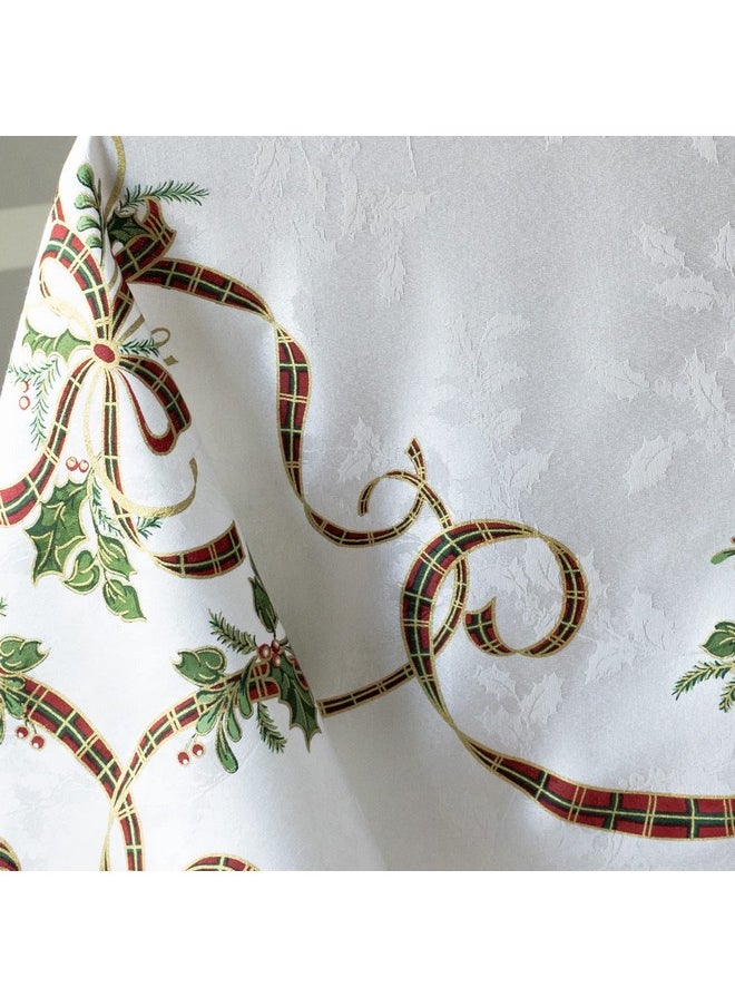 Benson Mills Benson Mills Merry Ribbons Engineered Printed Jacquard Fabric Christmas Table Cloth, for Christmas, Winter, and Holiday Tablecloth (60" x 120" Rectangular, Merry Ribbons)  - Image 5