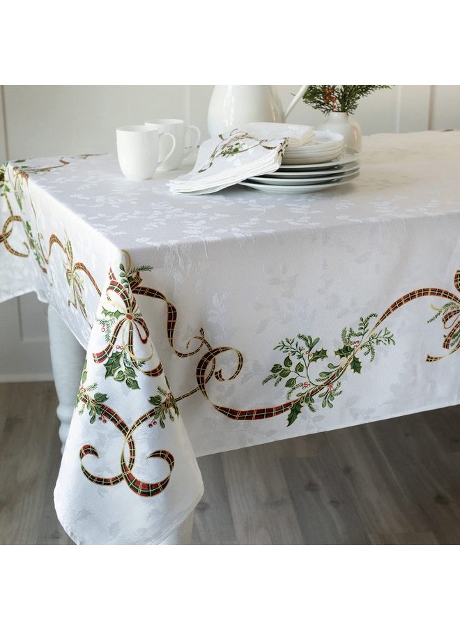 Benson Mills Benson Mills Merry Ribbons Engineered Printed Jacquard Fabric Christmas Table Cloth, for Christmas, Winter, and Holiday Tablecloth (60" x 120" Rectangular, Merry Ribbons)  - Image 3