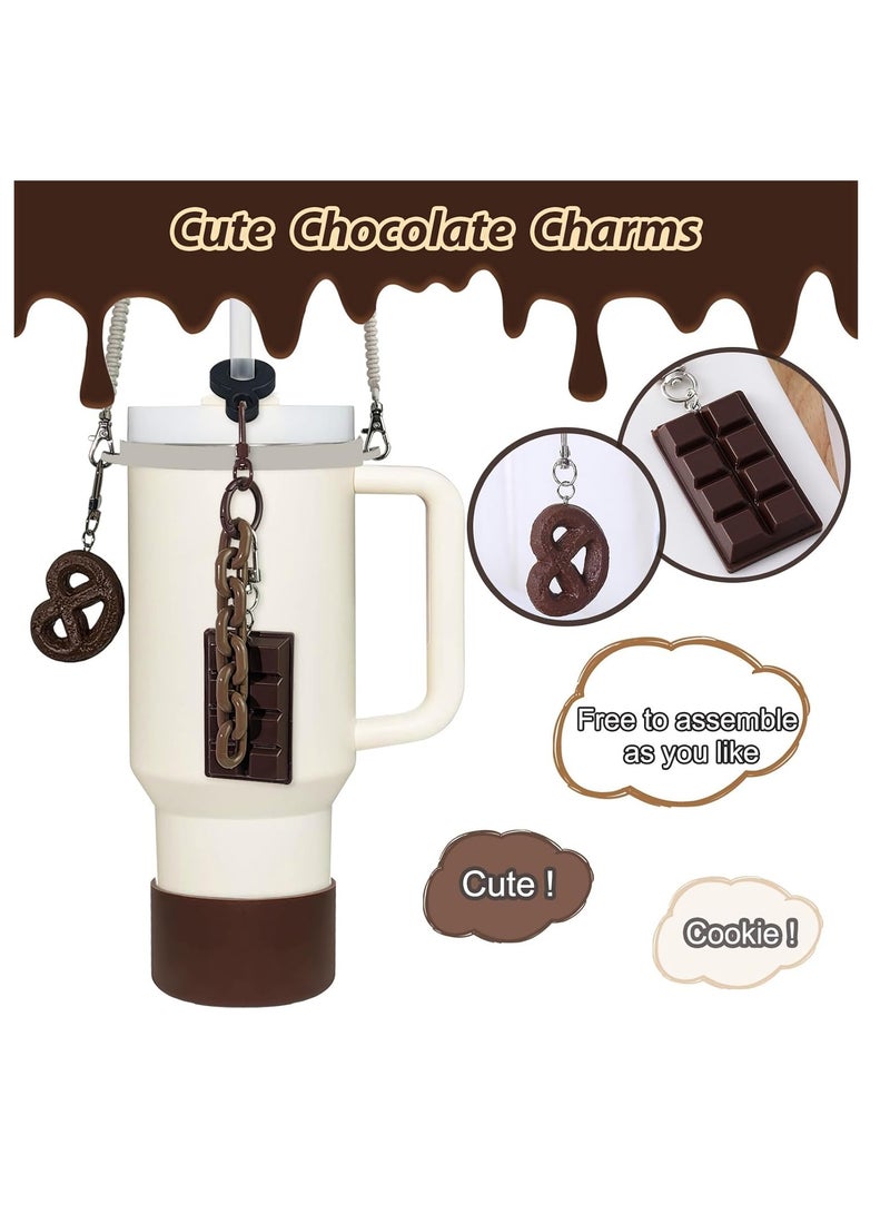 Creative Water Cup Accessories Set 30u002640 Oz Cookie Straw Lid Cute Realistic Chocolate Lanyard Cup Holder Cup Strap - Image 2
