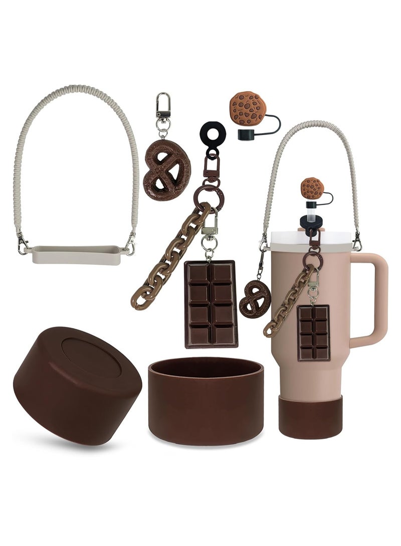 Creative Water Cup Accessories Set 30u002640 Oz Cookie Straw Lid Cute Realistic Chocolate Lanyard Cup Holder Cup Strap - Image 1