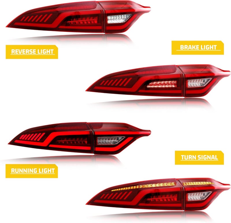 glistuning LED Tail Lights Assembly for Toyota Corolla 2020-2025 Sedan with Start-up Animation and Sequential Turn Signal - Image 2