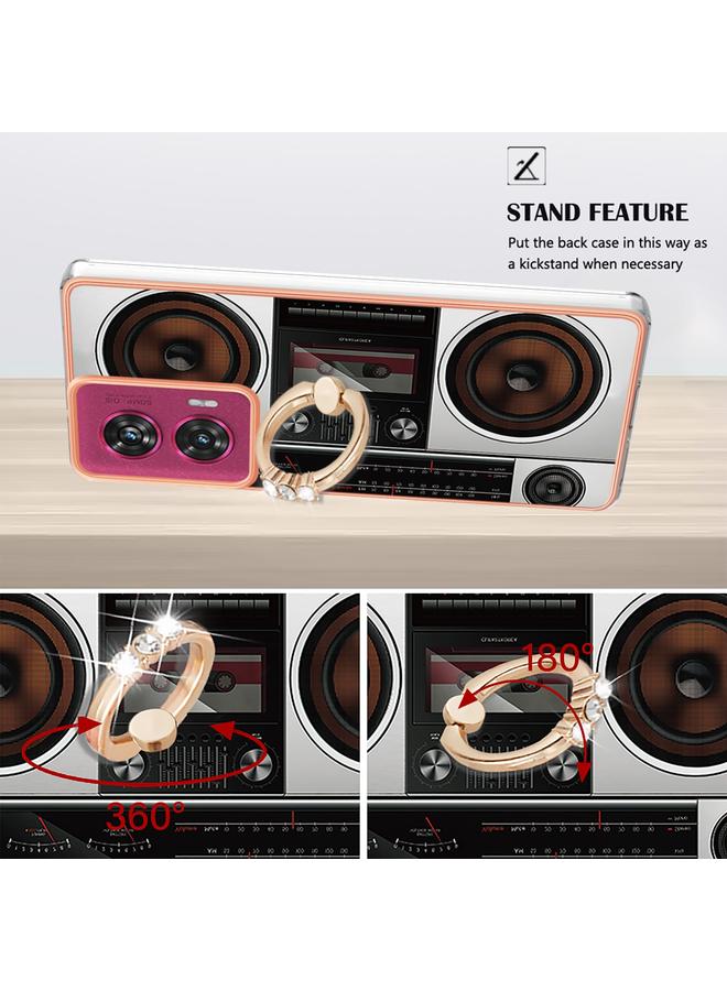 اس-توب جراب لهاتف Motorola Edge 50 Fusion مطلي بالكهرباء من الجانبين IMD مع حامل حلقي - Image 3