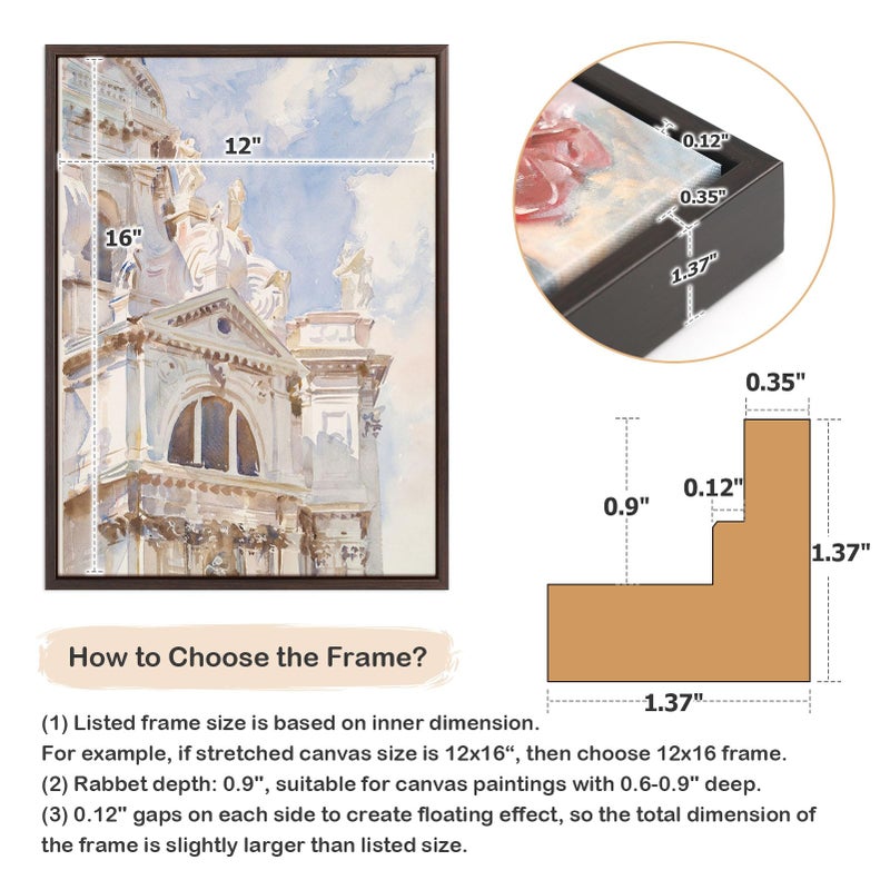 FOLKOR Floater Frame for 10x10 Canvas Paintings  2 Pack Complete Floating Frame with 0.9  Deep for Artists Designers Landscape Portrait Artwork  Modern Home Office Wall Decor (Black Brown) - Image 4