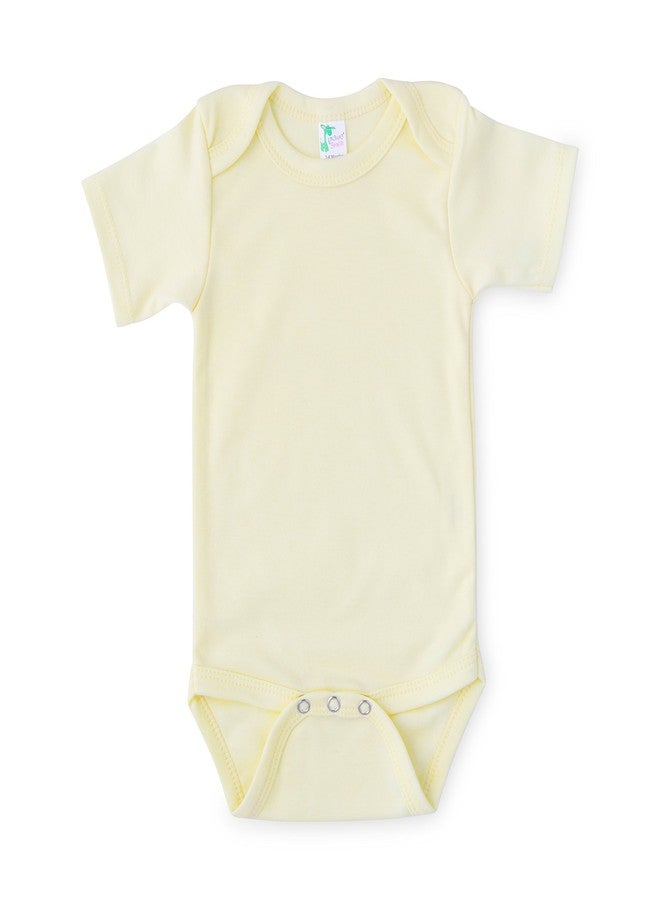 Laughing Giraffe Baby Blank Short Sleeve Unisex One Piece Bodysuit (6-12 Months, Yellow) - Image 1