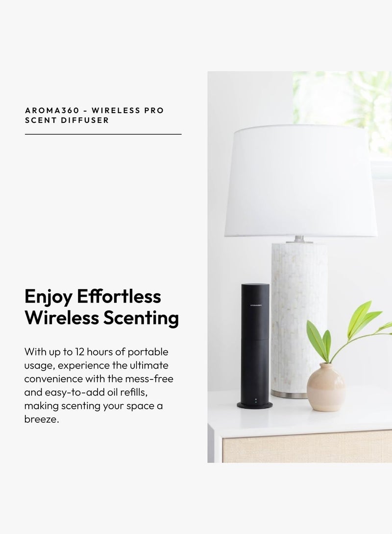 AROMA360 Wireless Pro Essential Oil Diffuser - Portable & Cordless - 600 sq ft Coverage  - Aromatherapy Scent Diffuser  - Air Freshener - Midnight Black - Image 5
