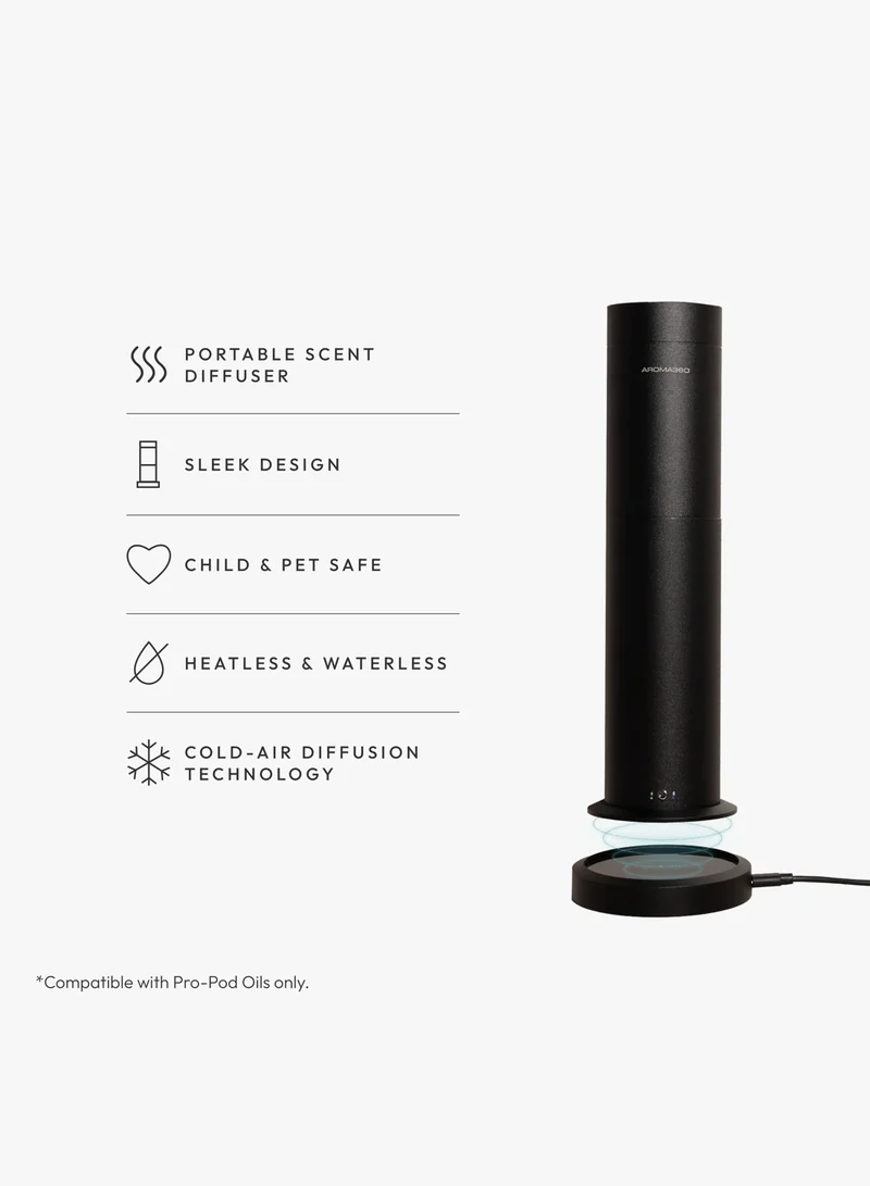 AROMA360 Wireless Pro Essential Oil Diffuser - Portable & Cordless - 600 sq ft Coverage  - Aromatherapy Scent Diffuser  - Air Freshener - Midnight Black