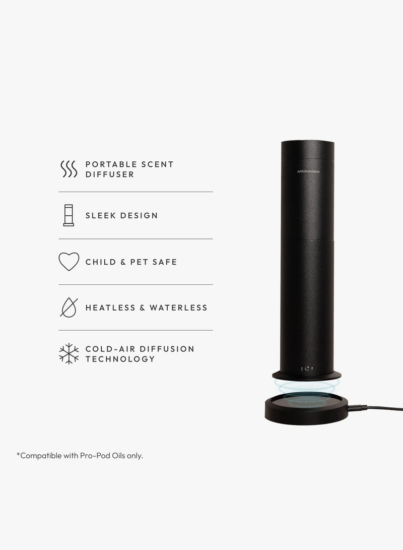 AROMA360 Wireless Pro Essential Oil Diffuser - Portable & Cordless - 600 sq ft Coverage  - Aromatherapy Scent Diffuser  - Air Freshener - Midnight Black - Image 2