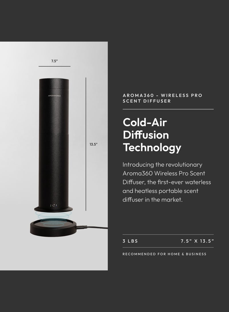 AROMA360 Wireless Pro Essential Oil Diffuser - Portable & Cordless - 600 sq ft Coverage  - Aromatherapy Scent Diffuser  - Air Freshener - Midnight Black - Image 3