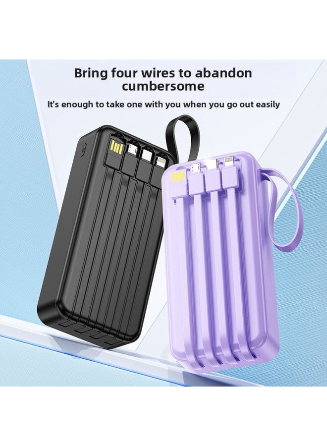 Loquat With Line Mobile Phone Charging Treasure 20000 MA Real Standard 30000 MA Super Large Capacity Mobile Power Shell Material Customization-Color:White 【with 4-wire Lighting Lanyard】】-Power Supply Capac - Image 3