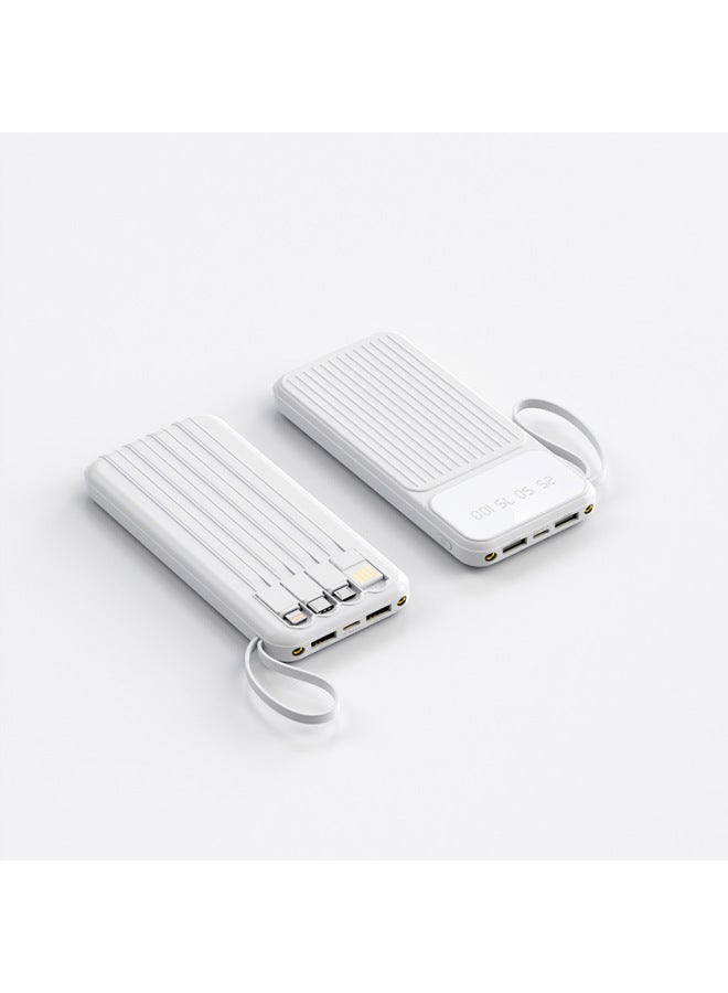 Loquat With Line Mobile Phone Charging Treasure 20000 MA Real Standard 30000 MA Super Large Capacity Mobile Power Shell Material Customization-Color:White 【with 4-wire Lighting Lanyard】】-Power Supply Capac - Image 1