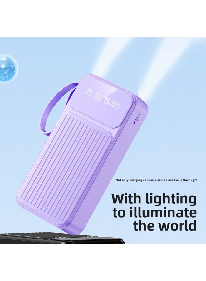 Loquat With Line Mobile Phone Charging Treasure 20000 MA Real Standard 30000 MA Super Large Capacity Mobile Power Shell Material Customization-Color:White 【with 4-wire Lighting Lanyard】】-Power Supply Capac - Image 5