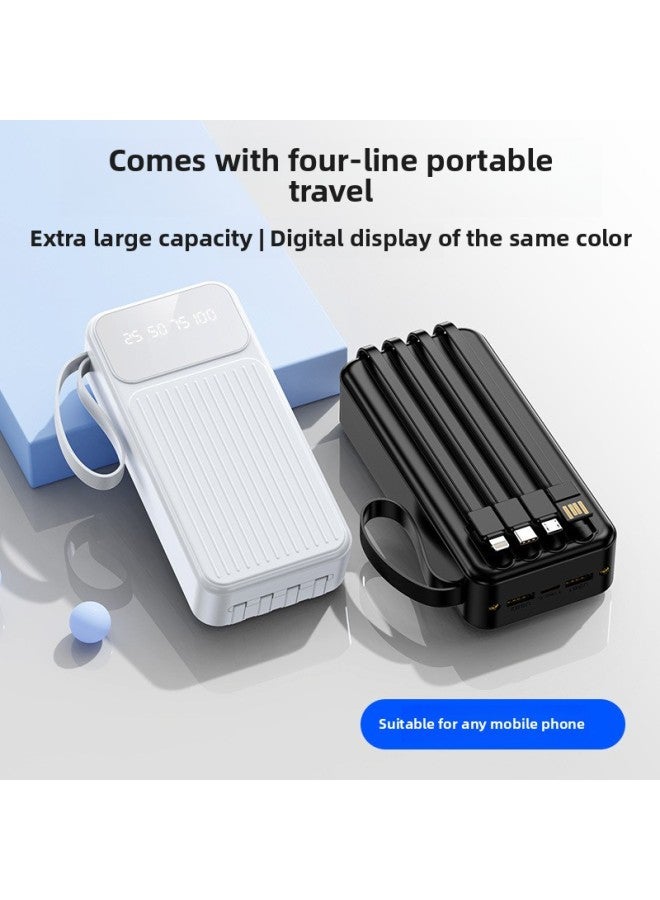 Loquat With Line Mobile Phone Charging Treasure 20000 MA Real Standard 30000 MA Super Large Capacity Mobile Power Shell Material Customization-Color:White 【with 4-wire Lighting Lanyard】】-Power Supply Capac - Image 2