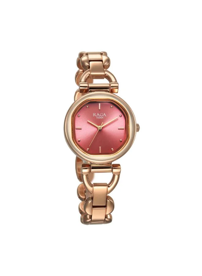 تيتان Women Analog Display Watch With Rose Gold Stainless Steel Strap - 95301WM01