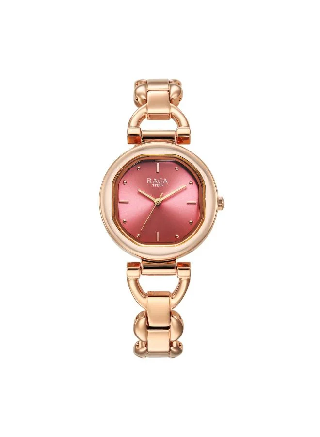 تيتان Women Analog Display Watch With Rose Gold Stainless Steel Strap - 95301WM01