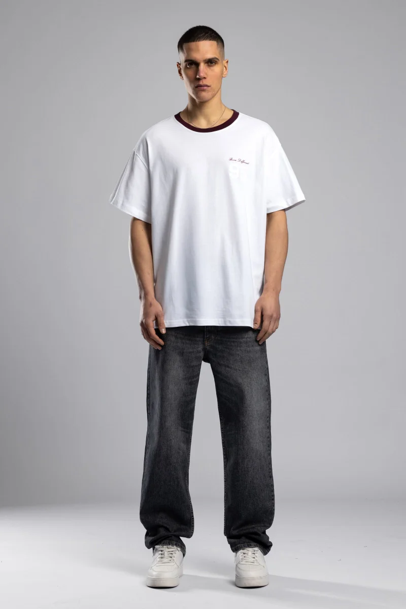 Catch Oversize Contrast Collar Printed T-shirt