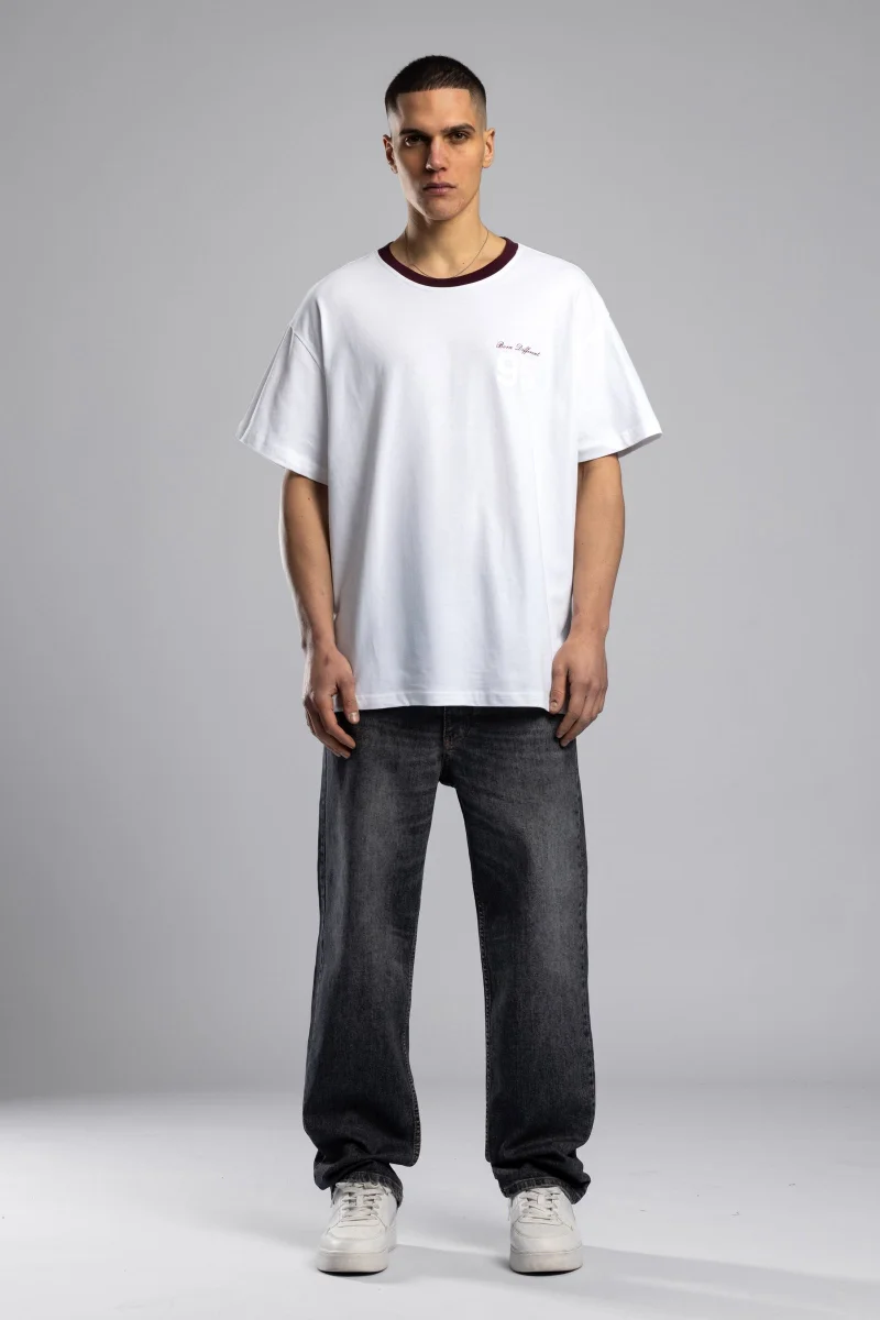 Catch Oversize Contrast Collar Printed T-shirt