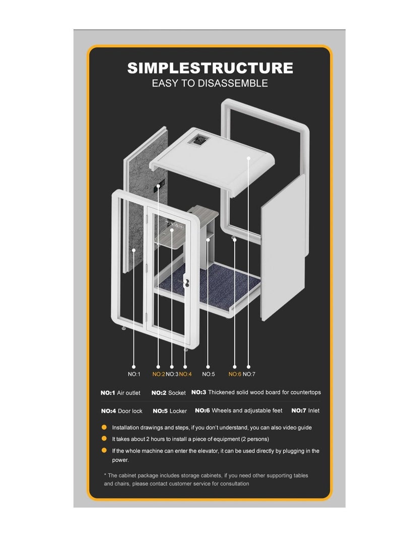 Generic - Phonebooth modern Office space, For work Movable Luxury personal soundproof-Noise Insulation Home Cabin Indoor Vocal Office Soundproof Office Booth Pod Office/Phone booth/Podcast/Private room (BLACK) - Image 1